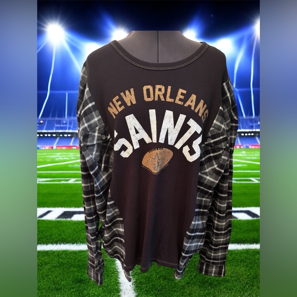 Custom Black and Gold Saints Oversized Long Sleeve Shirt